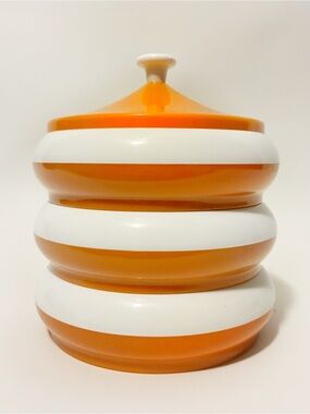 Mid-Century Modern Stackable Canister Set in Orange and White